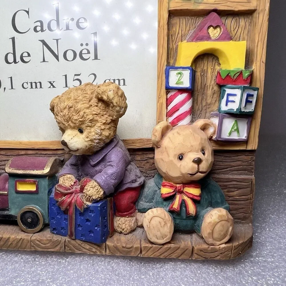 Vnt Raggedy Ann Christmas Holiday Tradition Photo Frame Bears Resin 4x6 Photo